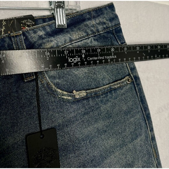 Ed Hardy Designer Slim Taper Eagle Print Light Blue Denim Jeans Size 42 NWT - Picture 10 of 10